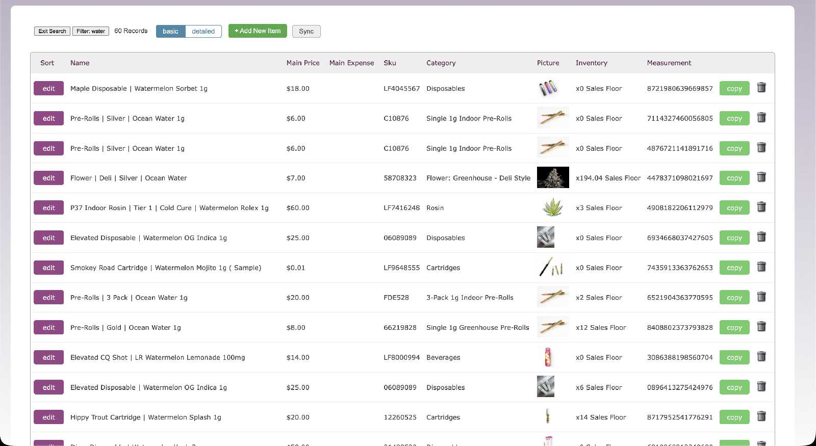 Leafnet Point-of-Sale Sales by Item Report